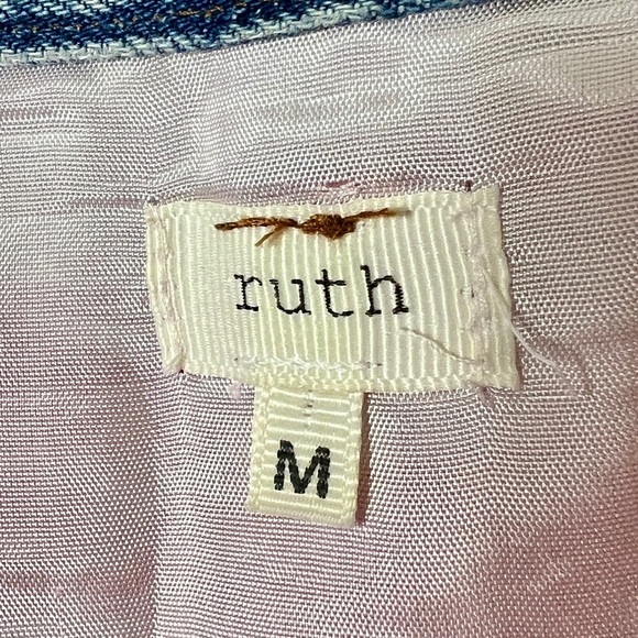 EUC VTG Anthropologie RUTH Sequins Denim Skirt Sz M - Picture 8 of 12